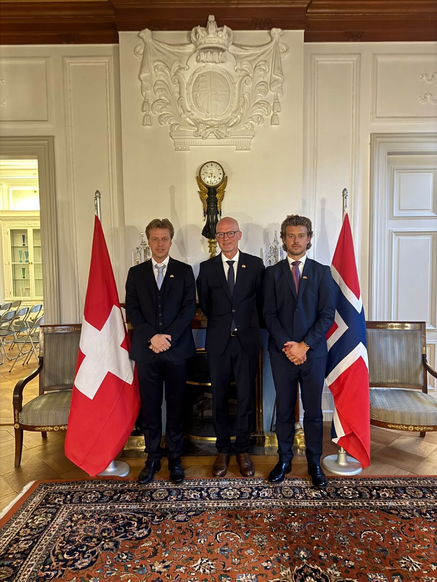 President Odd Martin Guttulsrud and Managing Director of Norway Jon Åsmund Guttulsrud with H.E. Jon Erik Strömö, Ambassador of the Kingdom of Norway to Switzerland